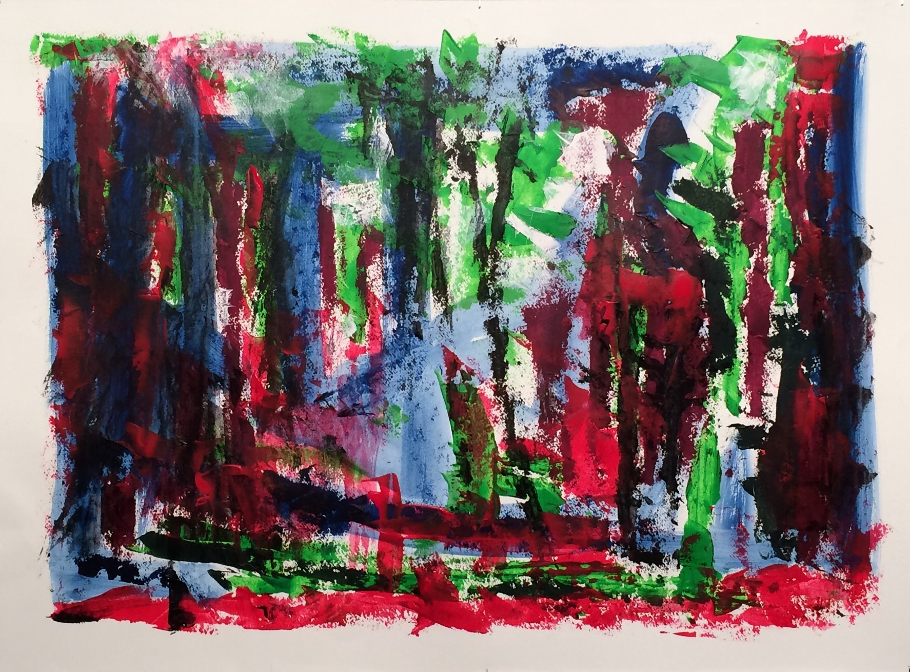 N° 3265 - Forêt - Acrylique sur papier - 55 x 75 cm - 13 avril 2017
